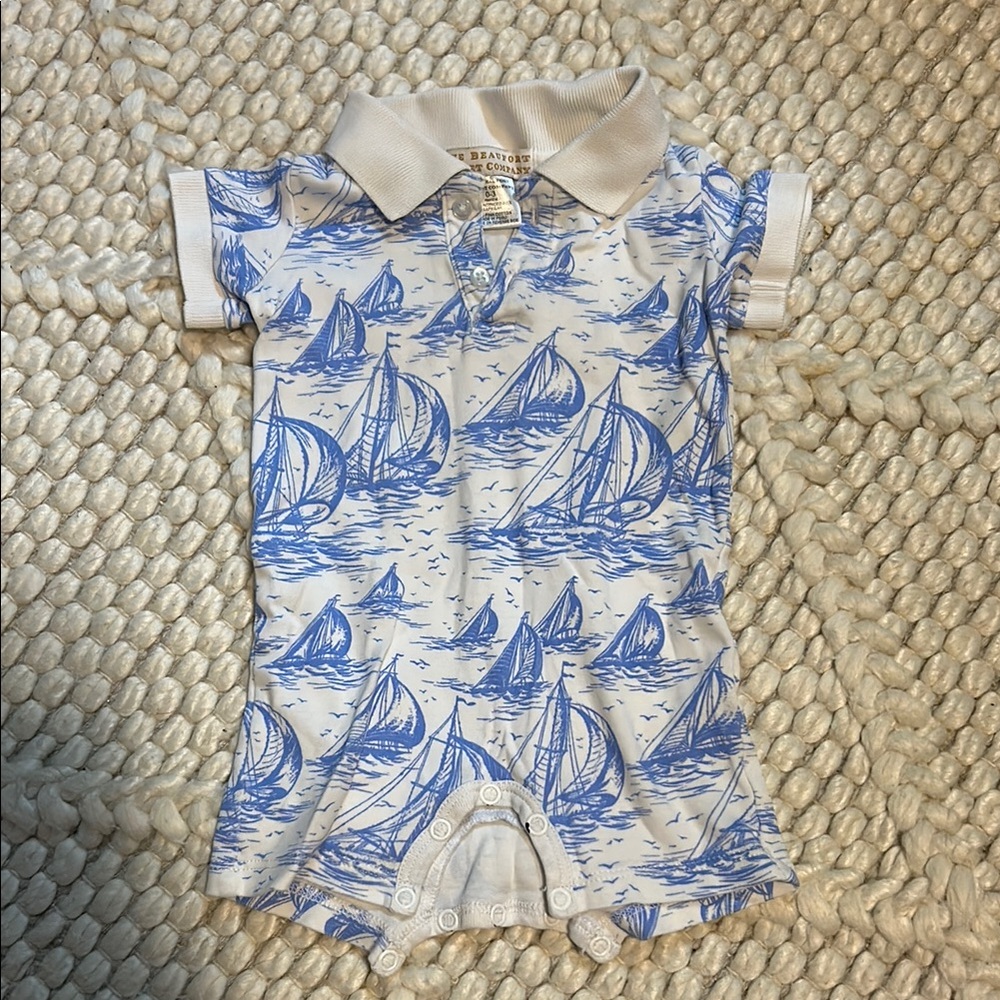 The Beaufort Bonnet Company Blue and White Sailboat One Piece